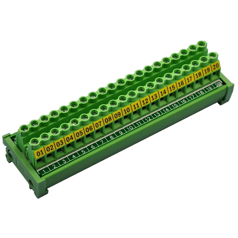 Electronics-Salon DIN Rail Mount 20 Position 30A / 300V Screw Terminal Block Distribution Module. - Image 1